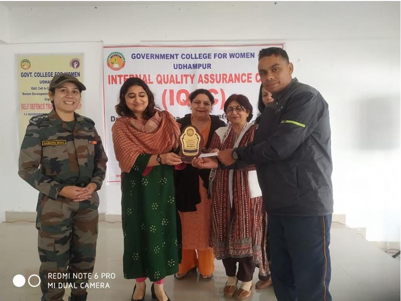 Four-day long self-defense training program was held for students of Government College for Women Udhampur wef 14-11-22 to 17-11-22